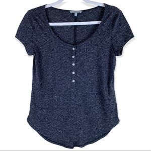 Charlotte Russe Size Medium Scoop Neck Short Sleeve Button Top